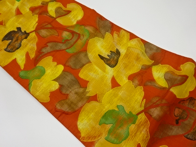 JAPANESE KIMONO / VINTAGE NAGOYA OBI / WOVEN FLOWERS
